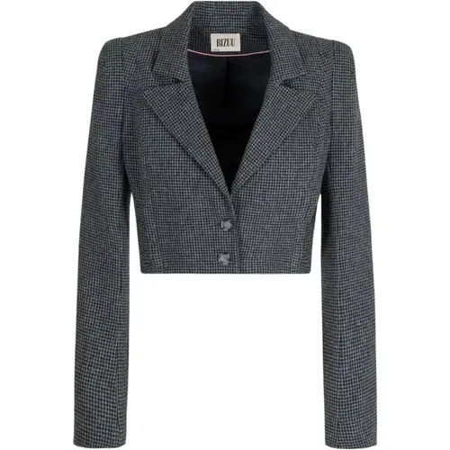 Hahnentritt Wolle Seiden Blazer , Damen, Größe: M - Bizuu - Modalova