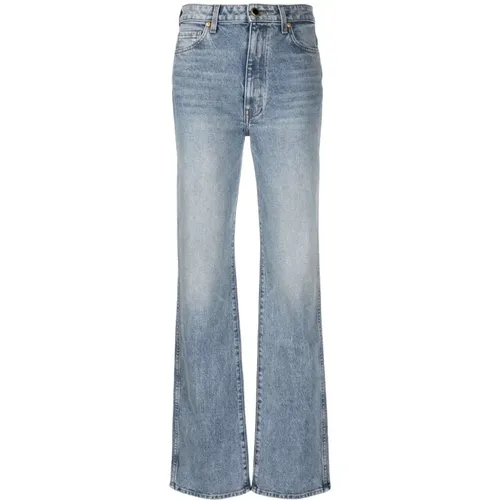Vintage Blaue High-Rise Straight-Leg Jeans - Khaite - Modalova