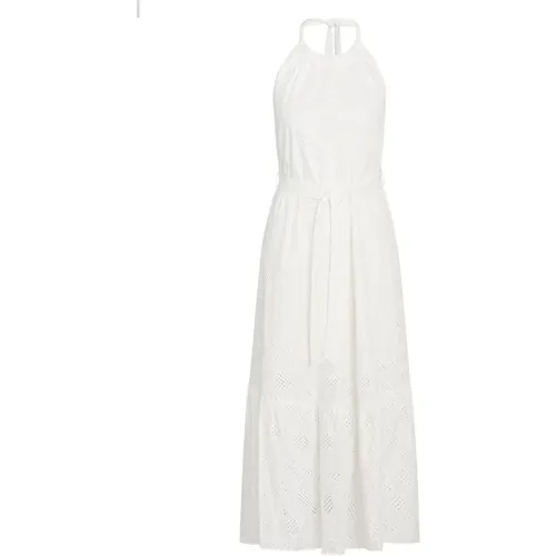 Weiße Spitze Halterneck Kleid , Damen, Größe: 2XL - Bruuns Bazaar - Modalova