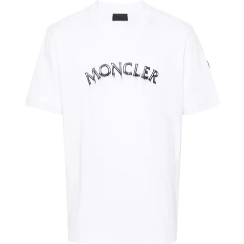 Logo-Print Baumwoll T-Shirt , Herren, Größe: 2XL - Moncler - Modalova