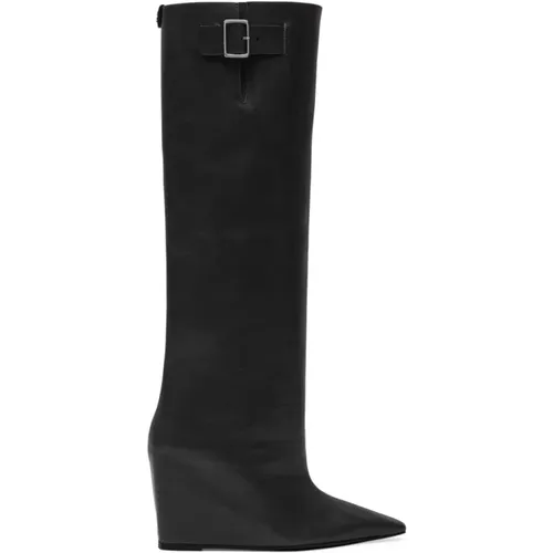 Leather Buckle Detail Wedge Boots , female, Sizes: 4 UK - Courrèges - Modalova