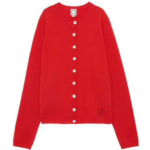 Roter Cardigan mit Signatur-Stickerei , Damen, Größe: XL - Ines De La Fressange Paris - Modalova