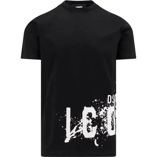Icon Print Schwarzes T-Shirt , Herren, Größe: XL - Dsquared2 - Modalova