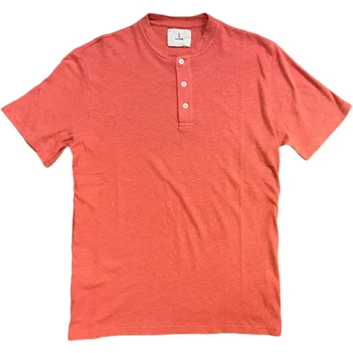 Ribas Henley Spiced Coral T-Shirt , male, Sizes: L - La Paz - Modalova