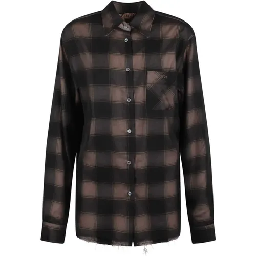 Checked Shirt with Pointed Collar , female, Sizes: M - N21 - Modalova