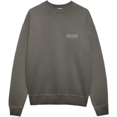 Dunkelgraues Sweatshirt mit Leuchtendem Logo , Herren, Größe: S - MSGM - Modalova