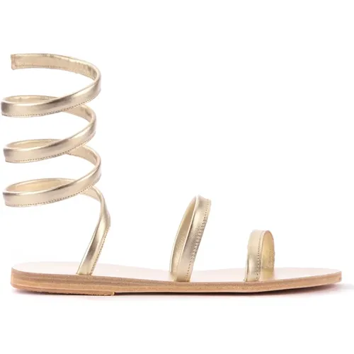 Platin Leder Ofis Spiral Sandale - Ancient Greek Sandals - Modalova
