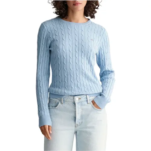 Stretch Cotton Cable C-Neck Sweater , female, Sizes: M, XL, S - Gant - Modalova