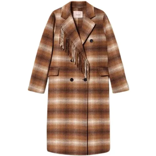 Double Checkered Cloth Coat - 40 , female, Sizes: M, XS - Twinset - Modalova