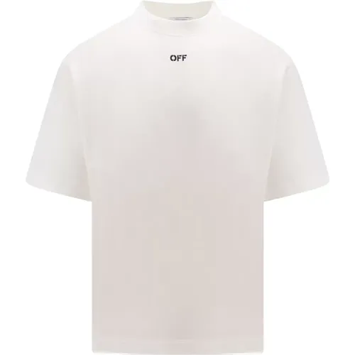 Off , Weißes Crew-neck T-Shirt mit Rückenpfeil-Logo , Herren, Größe: S - Off White - Modalova