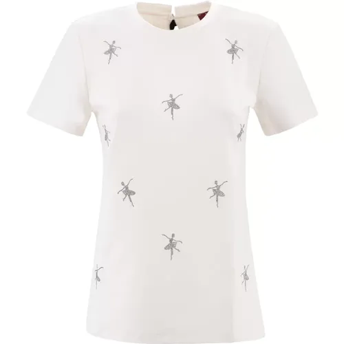 Jewel T-shirt with Appliqués , female, Sizes: XS, S, L - Max Mara Studio - Modalova