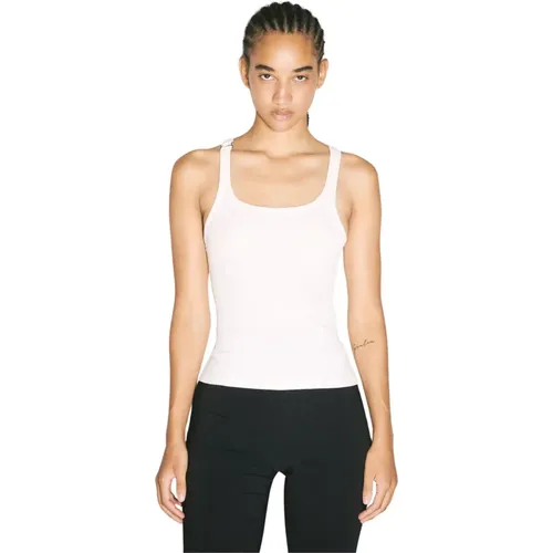 Geripptes Tanktop mit silberner Hardware , Damen, Größe: L - Mugler - Modalova