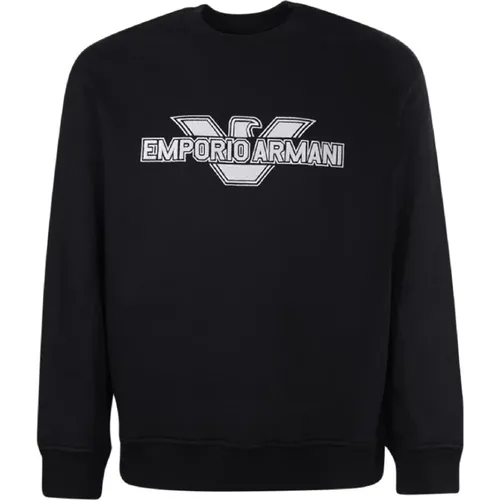Sweatshirt with Maxi Patch Logo Eagle and Logo Lettering , male, Sizes: XL, 2XL - Emporio Armani - Modalova