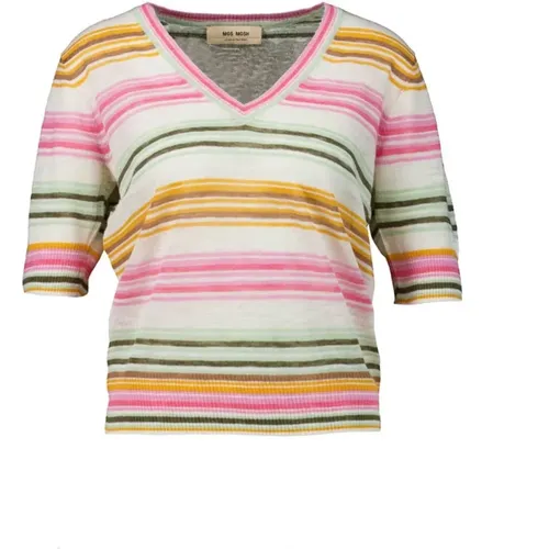 Striped V-Neck Summer Sweater , female, Sizes: XL - MOS MOSH - Modalova