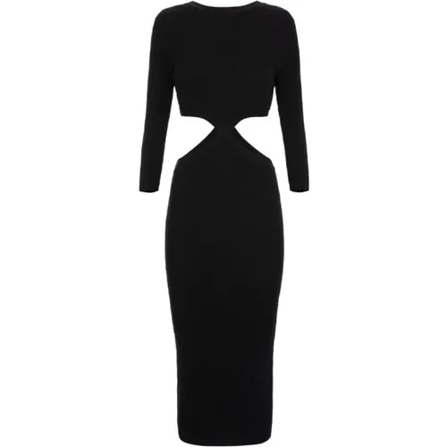 Schwarzes Midi-Kleid mit Cut-Outs , Damen, Größe: M - Elisabetta Franchi - Modalova