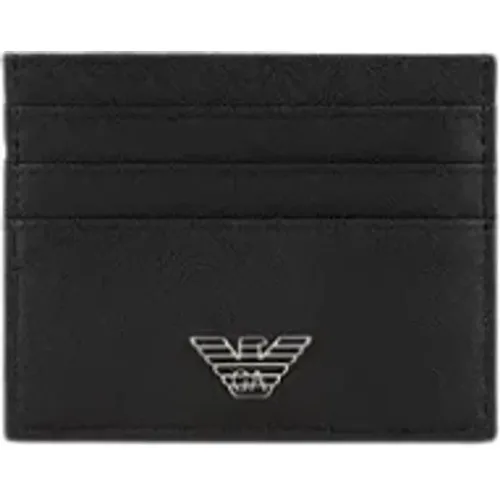 Eco-Friendly Leather Card Holder , male, Sizes: ONE SIZE - Emporio Armani - Modalova
