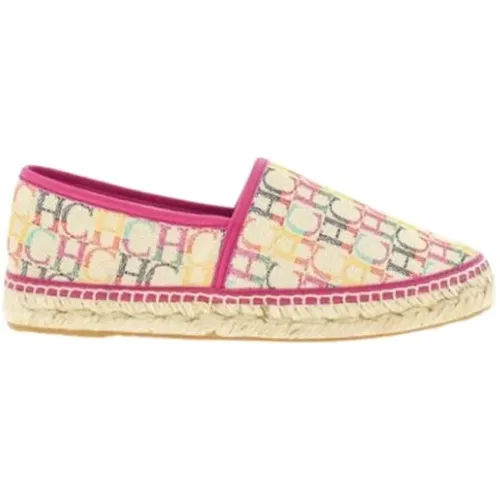 Canvas Espadrilles Pink Initials Contrast , female, Sizes: 5 UK, 6 UK, 4 UK - Carolina Herrera - Modalova