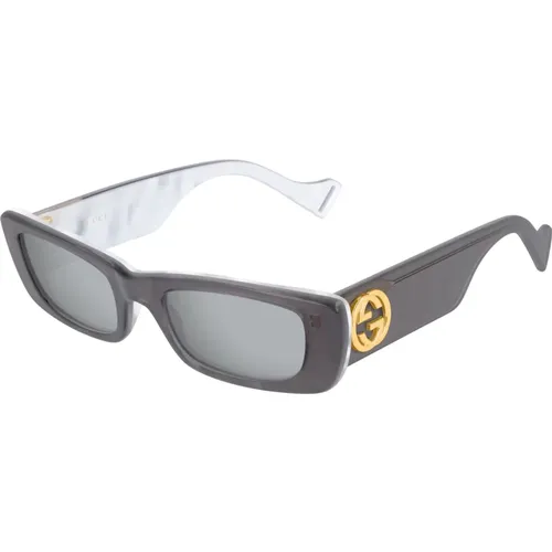 Stylische Sonnenbrille in Grau/Silber , Damen, Größe: 52 MM - Gucci - Modalova