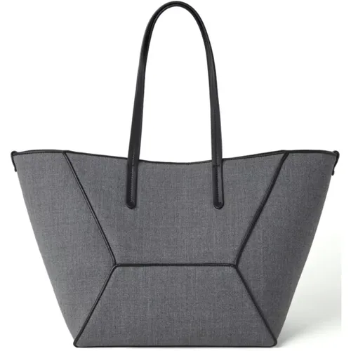 Grey Wool Panelled Tote Bag , female, Sizes: ONE SIZE - BRUNELLO CUCINELLI - Modalova