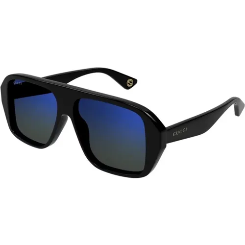 Stilvolle Sonnenbrille Schwarz mit Blauen Gläsern - Gucci - Modalova