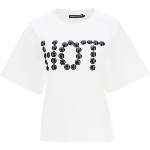Weiße Stud Detail T-Shirt Ss23 - Dolce & Gabbana - Modalova