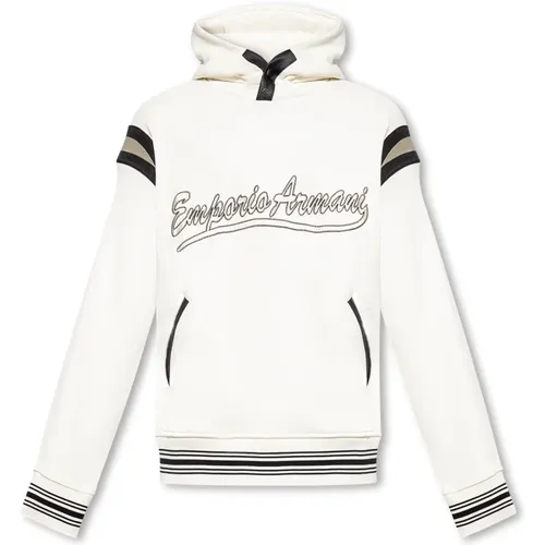 Logo-embroidered hoodie , male, Sizes: L, XS - Emporio Armani - Modalova