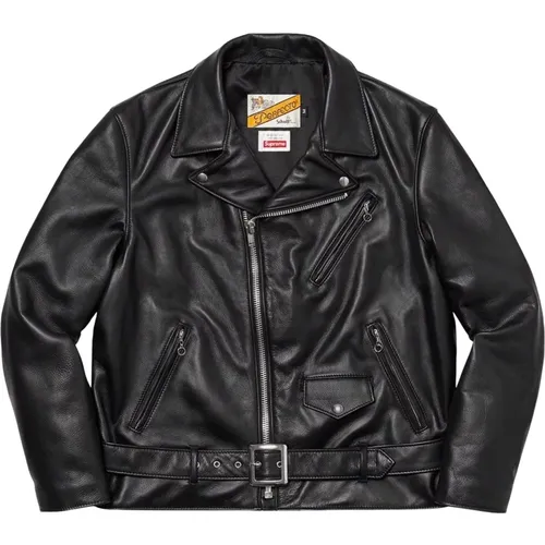 Limitierte Auflage Schwarze Lederjacke - Supreme - Modalova