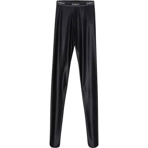 Stilvolle schwarze Polyamid-Mischung Leggings , Damen, Größe: M - Saint Laurent - Modalova