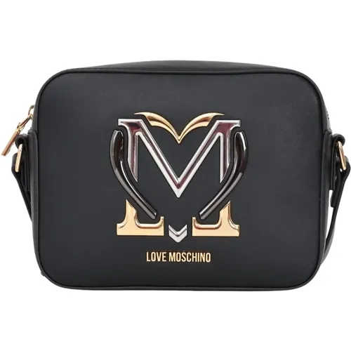 Schwarze Umhängetasche mit Monogramm-Logo - Love Moschino - Modalova