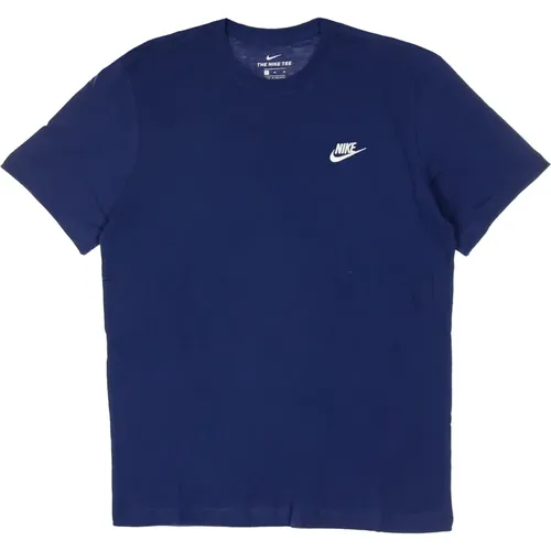 Midnight Navy/White Club Tee T-Shirt , Herren, Größe: XL - Nike - Modalova