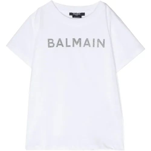 Kurzarm T-Shirt mit Logo-Print für Mädchen - Balmain - Modalova