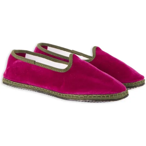 Einfarbige fuchsia Samtschuhe für Damen mit kontrastierenden Details , Damen, Größe: 40 EU - Gallo - Modalova