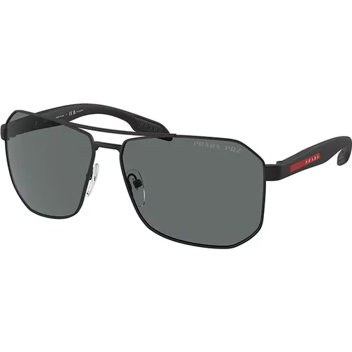 Polarized Grey Sunglasses , male, Sizes: 62 MM - Prada - Modalova