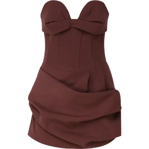 Burgundy Sweetheart Neckline Pleated Top , female, Sizes: S - Magda Butrym - Modalova