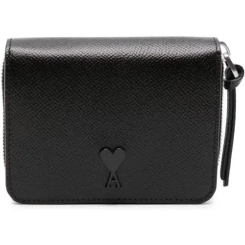 Compact Wallet with Triple Calf Leather , female, Sizes: ONE SIZE - Ami Paris - Modalova