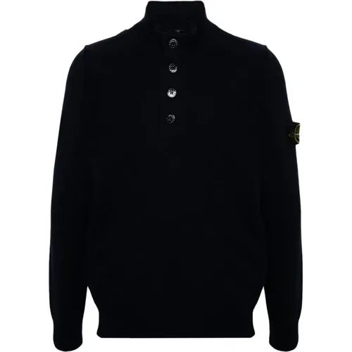 Blauer Strickpullover mit Kompassabzeichen , Herren, Größe: XL - Stone Island - Modalova