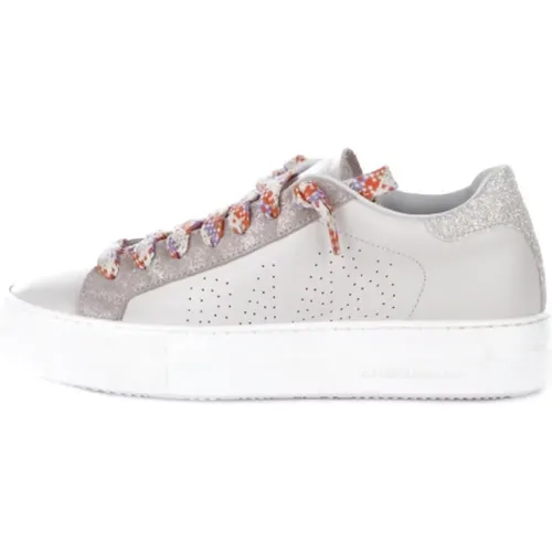 Pink Leather Sneakers with Glitter Details , female, Sizes: 4 UK, 7 UK, 5 UK, 3 UK, 6 UK - P448 - Modalova