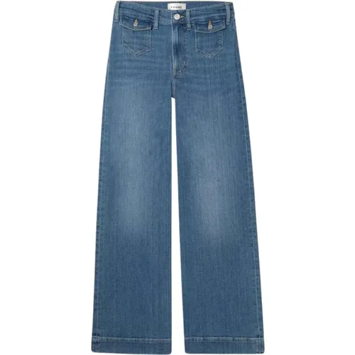Patch Pocket Slim Palazzo Jeans , Damen, Größe: W25 - Frame - Modalova