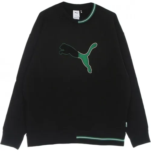 Schwarzer Crewneck Sweatshirt Streetwear , Herren, Größe: S - Puma - Modalova