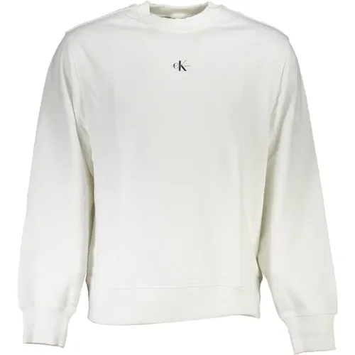 Weißer Sweatshirt mit Druck und Langen Ärmeln , Herren, Größe: 2XL - Calvin Klein - Modalova