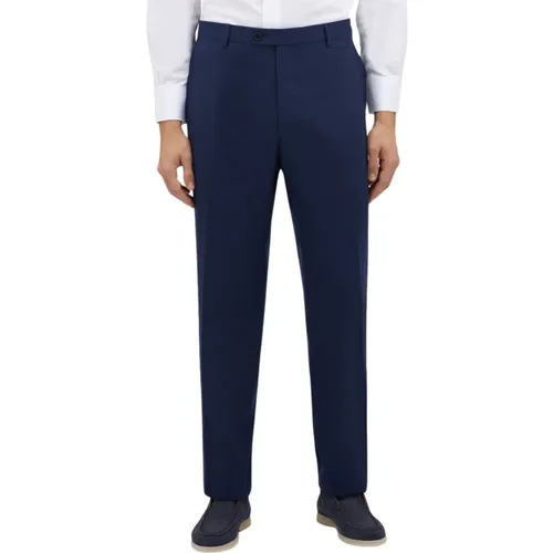 Dunkelblaue Stretch-Schurwollhose , Herren, Größe: W34 - Brooks Brothers - Modalova