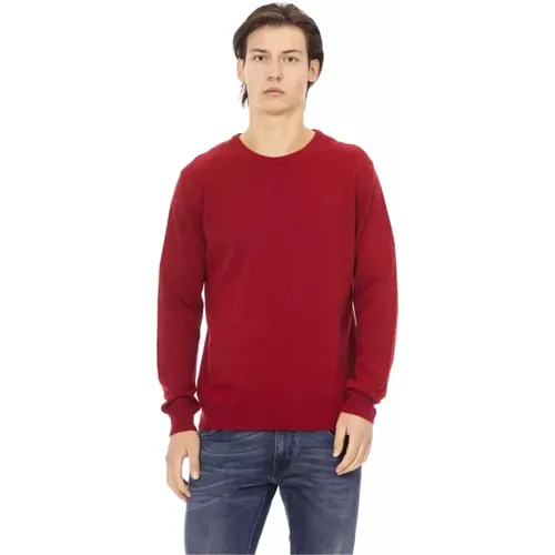 Elevated Elegance Crewneck Sweater in Rot , Herren, Größe: M - Baldinini - Modalova