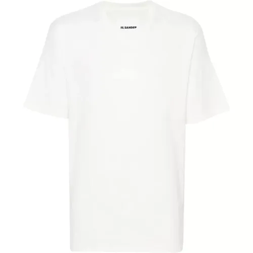 Weiße Baumwoll-T-Shirt mit Logo-Druck , Herren, Größe: M - Jil Sander - Modalova