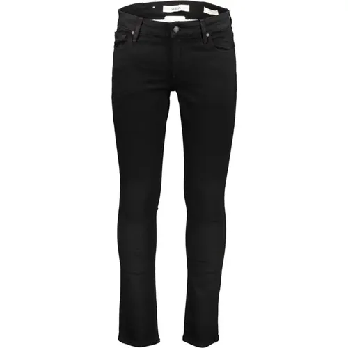 Schwarze Skinny Denim Jeans mit Knopf und Reißverschluss - Guess - Modalova