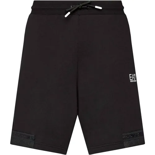 Schwarze Elastische Taille Logo Shorts , Herren, Größe: L - Emporio Armani EA7 - Modalova