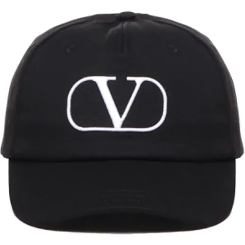 Schwarze Baumwollmütze mit gesticktem Logo - Valentino Garavani - Modalova