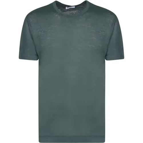 Grünes T-Shirt Rundhals Kurzarm - Boglioli - Modalova
