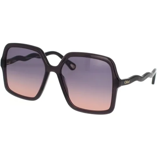 Vintage Oversized Square Sunglasses with Acetate Frame , female, Sizes: 58 MM - Chloé - Modalova