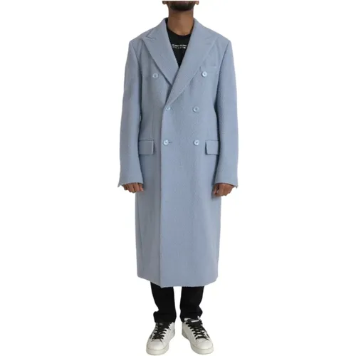 Blauer Doppelreihiger Trenchcoat Mantel - Dolce & Gabbana - Modalova