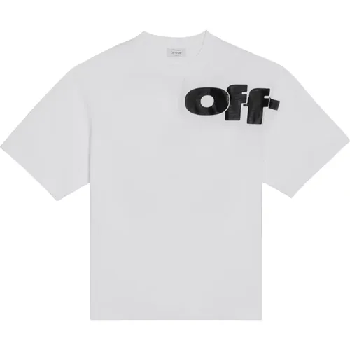 Off , Kurzarm Rundhals T-Shirt , Herren, Größe: XL - Off White - Modalova